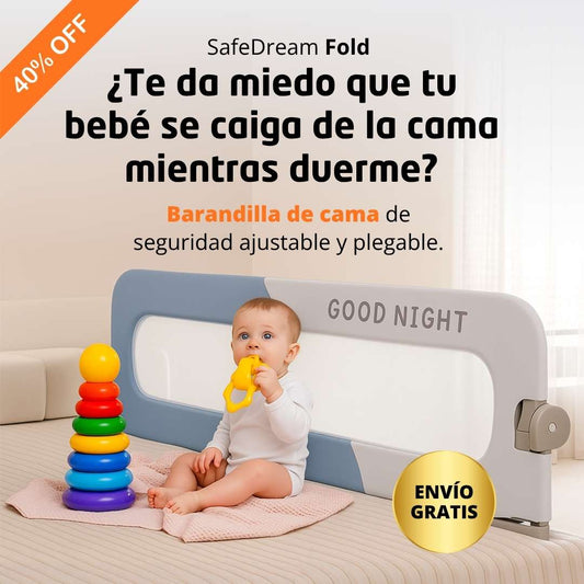 SafeDream Fold — Barandilla de Cama para Bebé y Niño Pequeño